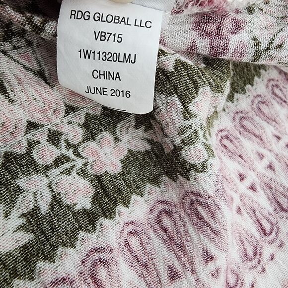 Cloud Chaser Womens Tunic Top 1X Button Front V Neck Long Sleeve Tassels Floral - Picture 8 of 12